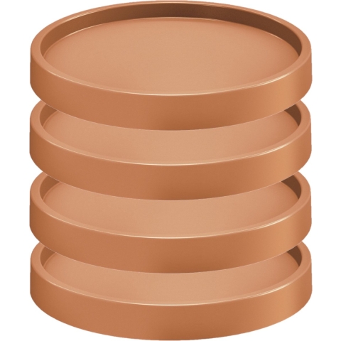 Prosperplast Plantenonderzetter - 4x stuks - rond - 45 cm - terracotta -