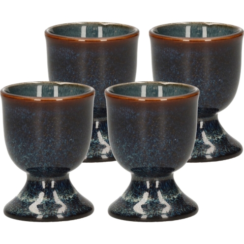 4x stuks eierdopjes van aardewerk blauw 5 cm -