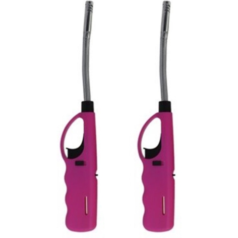 Set van 5x flexibele BBQ/keuken/gas/haard aansteker - roze - 27 cm -