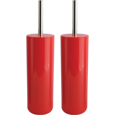 Toiletborstel in houder/wc-borstel - 2x Porto - kunststof - rood - 38 x 9 cm -