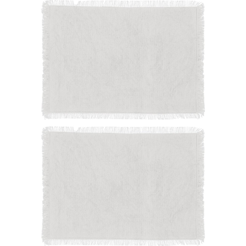 Secret de Gourmet placemats Kenya - 6x - wit - 45 x 30 cm - katoen - met franjes -