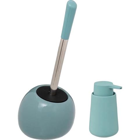 5Five Badkamer accessoires set - ijsblauw - zeeppompje en wc-borstel -