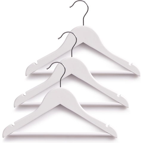 Kledinghangers kind - set 9x - wit - hout - 30,5 cm -