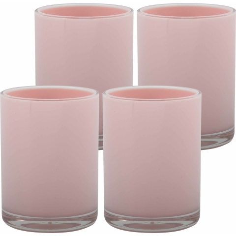 Drinkbeker/limonadebeker - 4x - kunststof - lichtroze - 440 ml - luxe design -