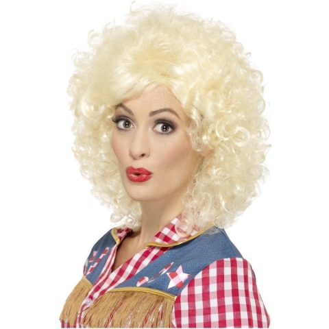 Blonde Dolly korte carnaval verkleedpruik met krullen - voor dames -