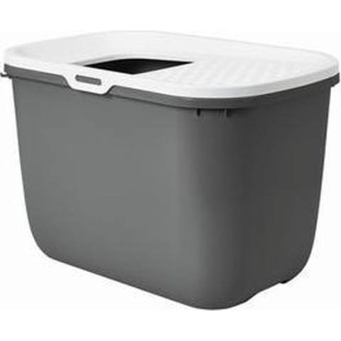 Savic Kattentoilet Hop In 38.5 x 58 x 39 x 5 cm - Kattenbak - Antraciet & Wit