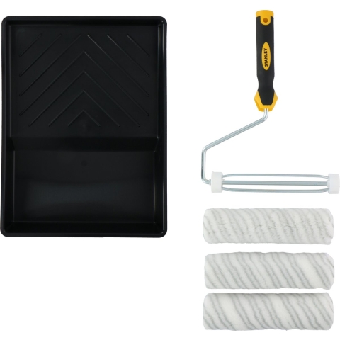 STANLEY Verfrollerset - 230mm - 3x Roller, 1x Houder, 1x Verfbak - Voor Gladde Ondergronden