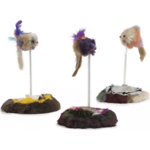 Beeztees Muis op Springveer - Kattenspeelgoed - 14,5x14,5x28 cm