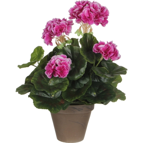 Mica Decorations Geranium Kunstplant in Bloempot Stan - H34 xØ20 cm - Paars