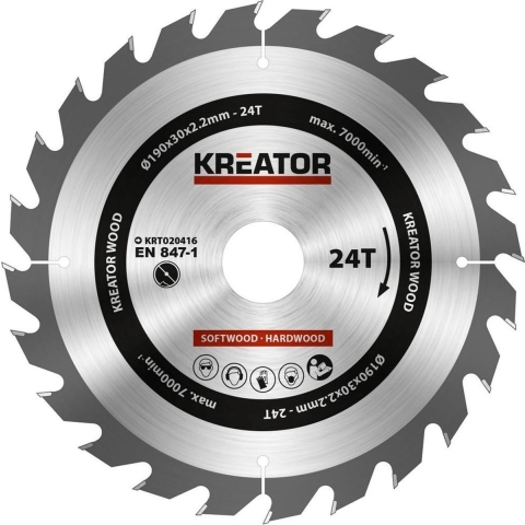 Kreator KRT020416 Zaagblad hout 190 mm -24T