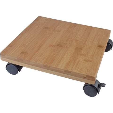 Planttrolley WPC bamboe naturel H8 x 30 x 30 cm - Nature