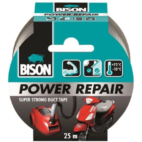 2x Bison Tape Power Repair Grijs 25 meter