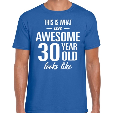 Awesome 30 year / 30 jaar cadeau t-shirt blauw heren L -