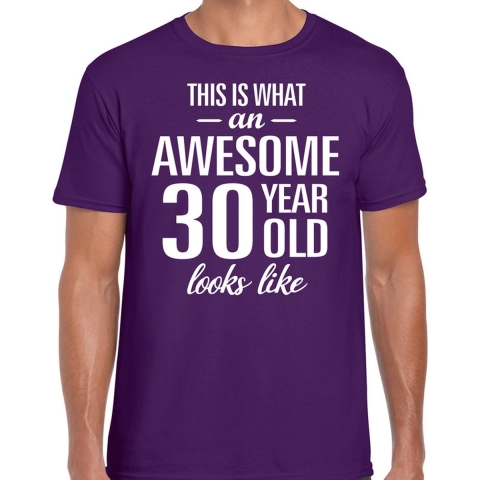 Awesome 30 year / 30 jaar cadeau t-shirt paars heren XL -