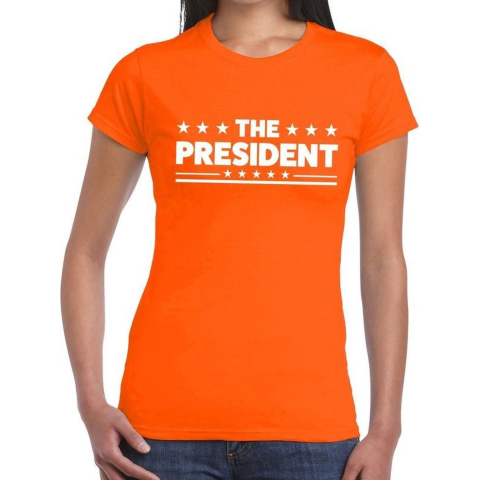 The President tekst t-shirt oranje dames XS -