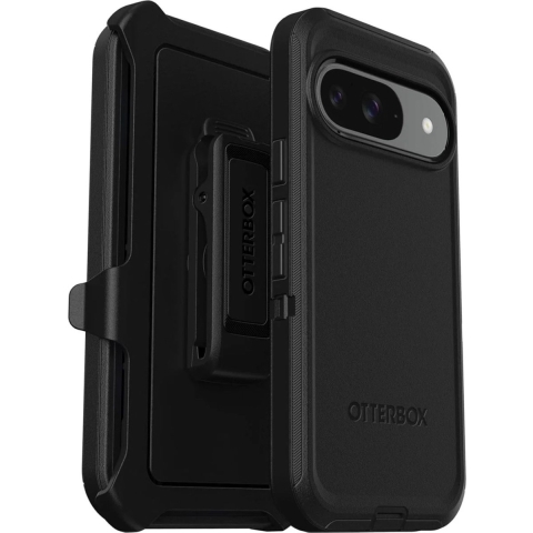 Otterbox Defender Backcover Google Pixel 9, Pixel 9 Pro Zwart Met standaard, Met standfunctie, Stootbestendig