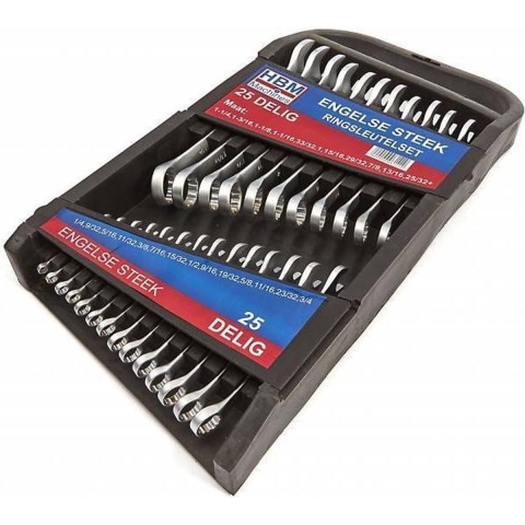 25-delige set steekringsleutels INCH