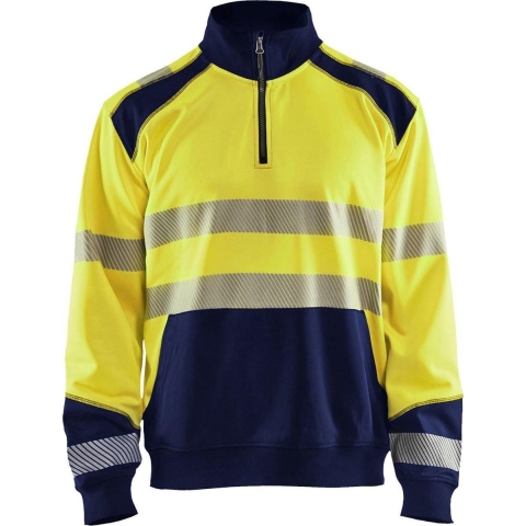 Blåkläder Sweatshirt halve rits High-Vis 35562528 | High-Vis Geel/Marineblauw | Maat M - 7330509610114