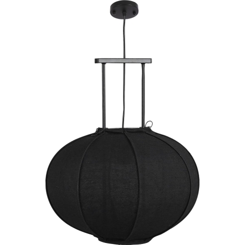 Mica Decorations Pego Hanglamp - H55 xØ50 cm - Linnen - Zwart
