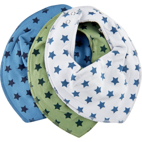 Pippi Babyslabbetje - 3-pack - Puntig - AOP - Grey Dawn - Pippi Baby - OneSize - Slabbetje