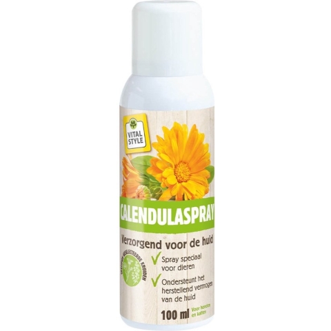 VITALstyle CalendulaSpray - Honden & Katten - Verzorgt En Ondersteunt Natuurlijk Herstel Van De Huid - Met o.a. Calendula & Hamamelisblad - 100 ml