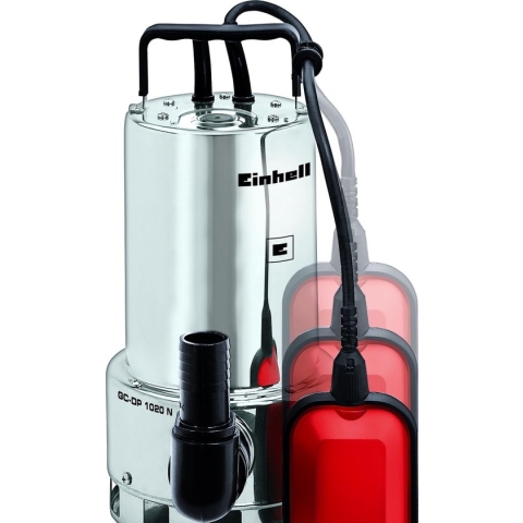 Einhell Elektrische Vuilwaterpomp GC-DP 1020 N - 1000 W - 18000 l/u - Vuil tot Ø20 mm - Traploos instelbare vlotterschakelaar - Behuizing van RVS - Incl. universele slangaansluitingen