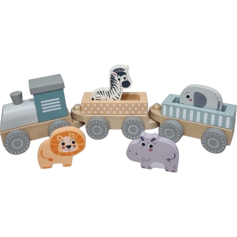 Houten Jungle Trein met dieren