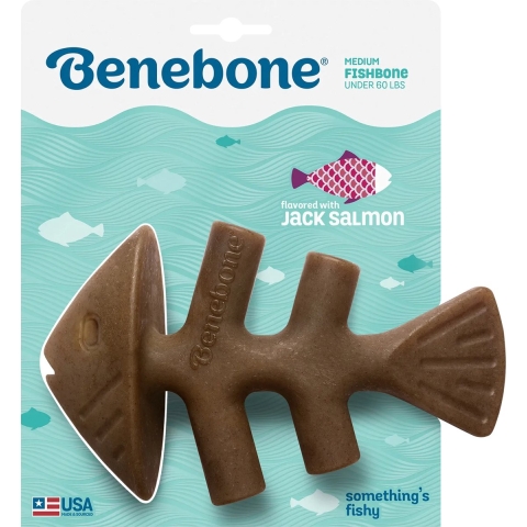 Benebone Fishbone nylon kauwspeelgoed hond (zalmsmaak) M