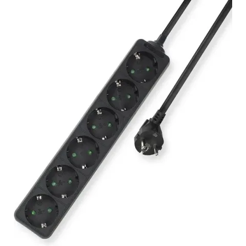 ACT Stekkerdoos zwart – 6-voudig – 3m – AC2460