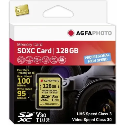 AgfaPhoto-SDXC-UHS-I-128GB-Professional-High-Speed-U3-V30