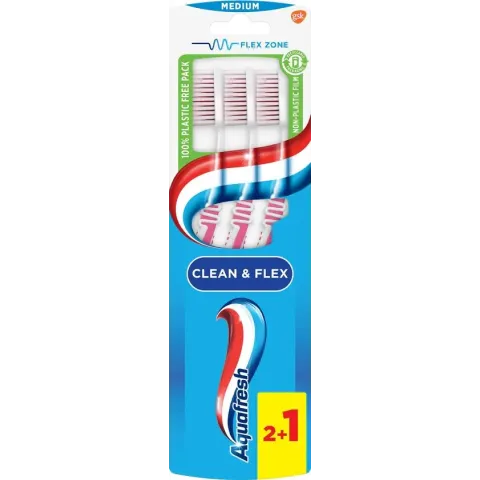 Aquafresh Tandenborstel Clean & Flex Medium 3 stuks