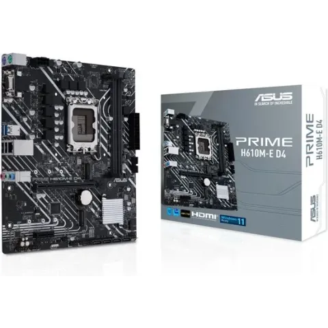 Asus PRIME H610M-E D4 - Moederbord - Micro-ATX - LGA1700 - H610 - Intel Gigabit - Realtek 7.1 Surround Sound - USB 3.2 Gen 1