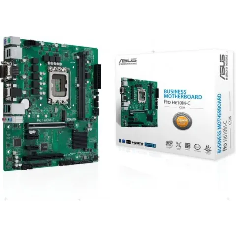 ASUS Pro H610M-C-CSM - Moederbord - micro ATX - LGA1700-sokkel - H610 chipset - USB 3.2 Gen 1, USB 3.2 Gen 2 - Gigabit LAN
