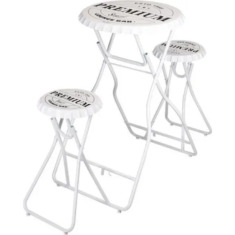 Bartafel met 2 stoelen - wit