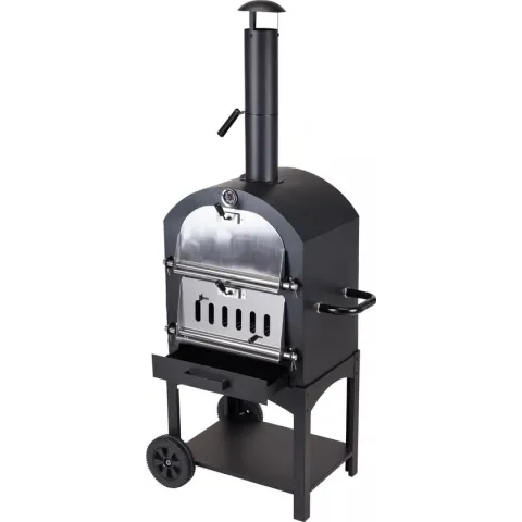 Bbq Bbq/pizzaoven Zwart/zilver Staal 68 X 48 X 156 Cm