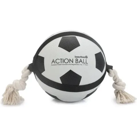 Beeztees Action Voetbal Met Touw - Hondenspeelgoed - 22 cm