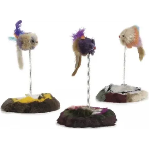 Beeztees Muis op Springveer - Kattenspeelgoed - 14,5x28 cm