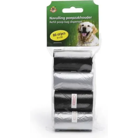 Beeztees Navulling  - Poepzakhouder - Zwart/Grijs - 4x 20 ST
