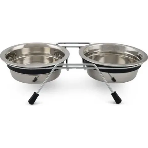 Beeztees rvs delux dinerset Lumara hond grijs 13 cm