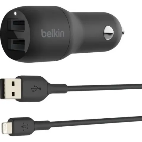Belkin - Dual USB Autolader 24W + 1m iPhone kabel