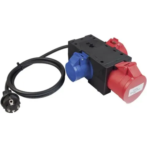 Benning 044147 Meetadapter Randaarde stekker - CEE-Cara-koppeling, CEE-koppeling Rood, Blauw