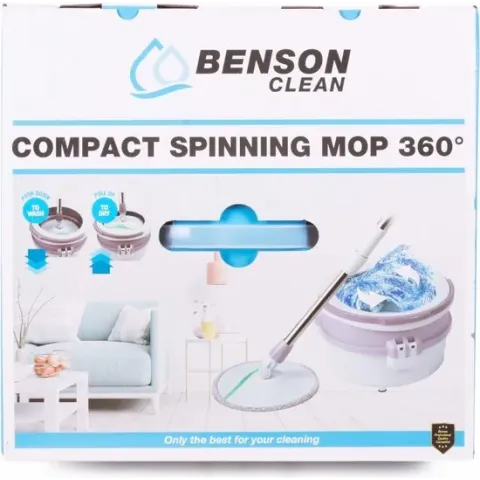 Benson Mop & Emmer Set -  Reinigingssysteem - 360 Spinning -  Incl. Steel