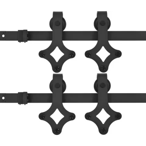 Beslagsets voor schuifdeur 2 st 183 cm staal zwart