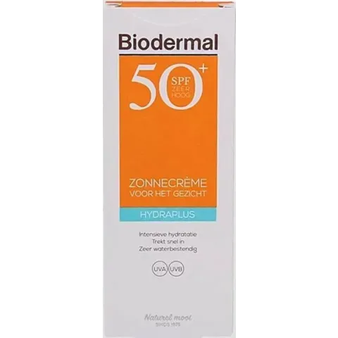 Biodermal Zonnebrand - Zonnebrandcreme gezicht -Hydraplus Face SPF50 -  50ml