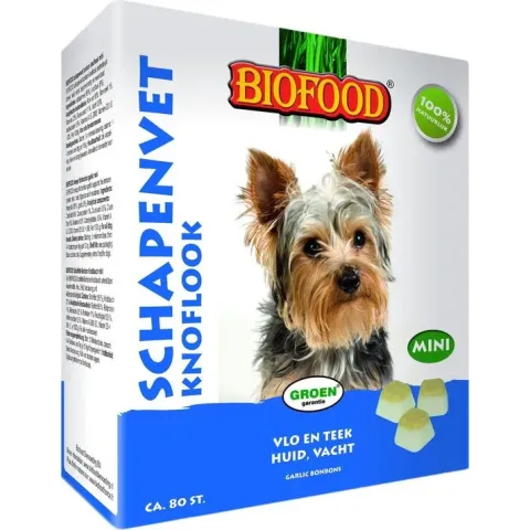 Biofood Schapenvet Mini Bonbons - Knoflook - 80 stuks