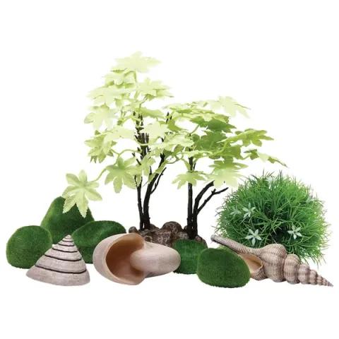 Biorb Decor Set Zomer - Aquarium - Ornament - Groen Lichtroze Beige