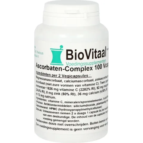 BioVitaal Ascorbaten-complex - 100 vegicaps - Vitamine C - Voedingssupplement