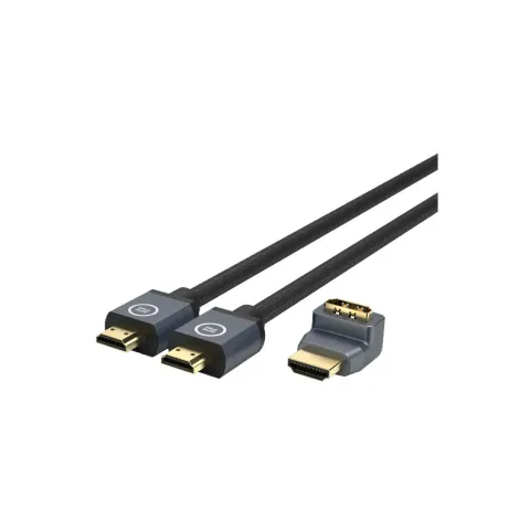 BlueBuilt HDMI 2.1 Kabel Nylon 1 Meter + 90° Adapter