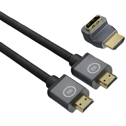 BlueBuilt HDMI 2.1 Kabel Nylon 3 Meter + 90° adapter