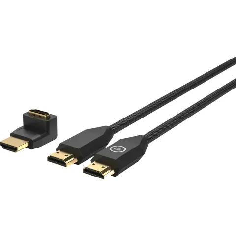 BlueBuilt HDMI Kabel Nylon 1 Meter Zwart + 90° Adapter